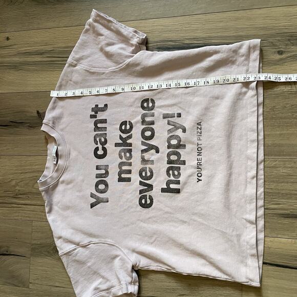 Zara Size Small Short Sleeve Pizza Graphic Crew Neck Pullover Sweatshirt Pink - Picture 8 of 9